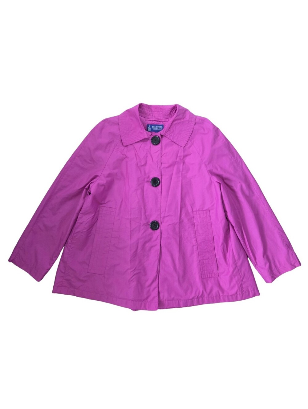 London Fog Swing Jacket Womens XL Magenta Pink Button Front Mod Twee Colorful